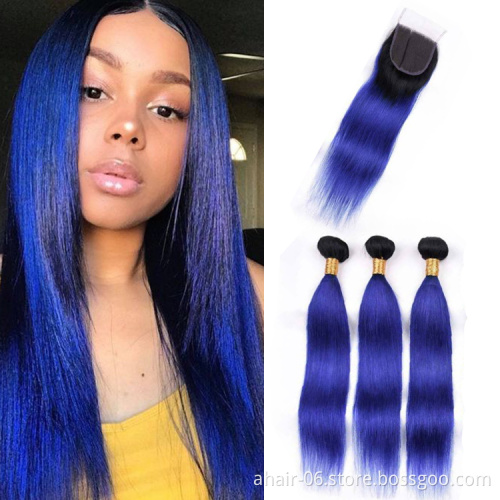 online wholesale shop fashion good price blue ombre hair virgin chinese hair double drawn